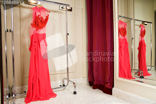 Image of Red dress in the store