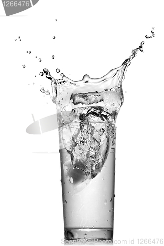 Image of water splash in glass isolated on white