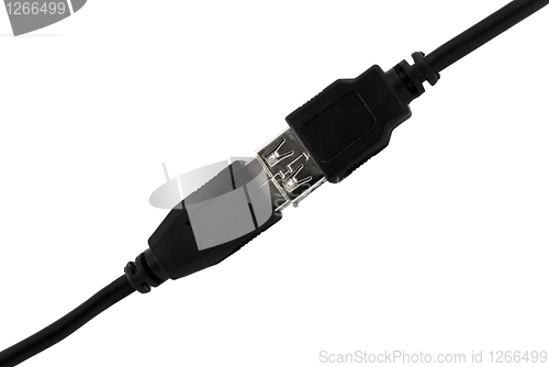 Image of Connected usb cable isolated on white
