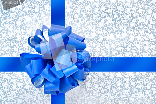 Image of Blue bow from ribbon