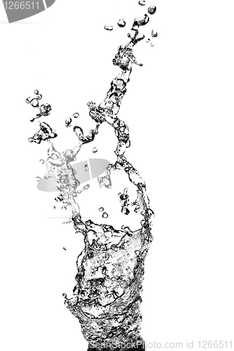 Image of water splash with bubbles isolated on white