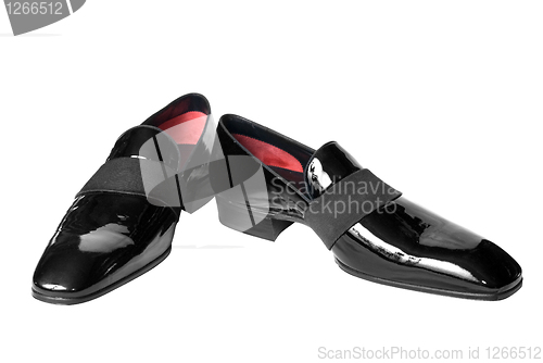 Image of black male leather shoes isolated on white