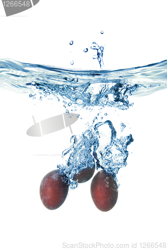 Image of plum dropped into water