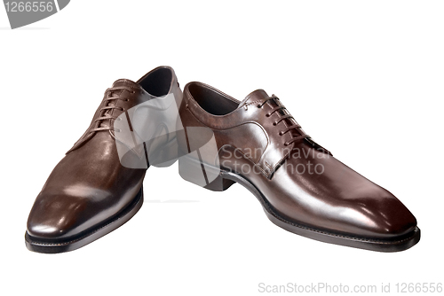 Image of classic brown male leather shoes isolated on white