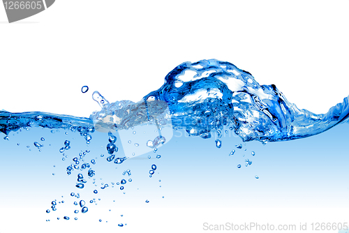 Image of water splash with bubbles isolated on white