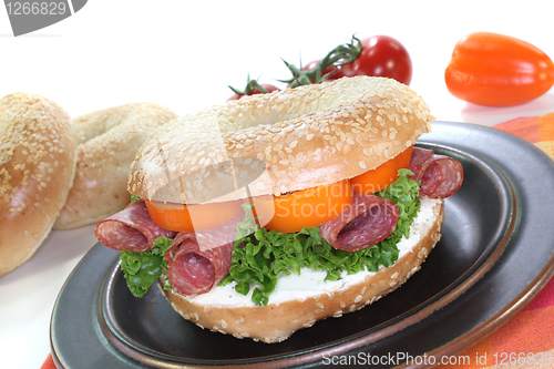 Image of Bagel with salami