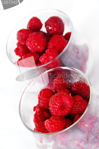 Image of Appetizing red raspberries