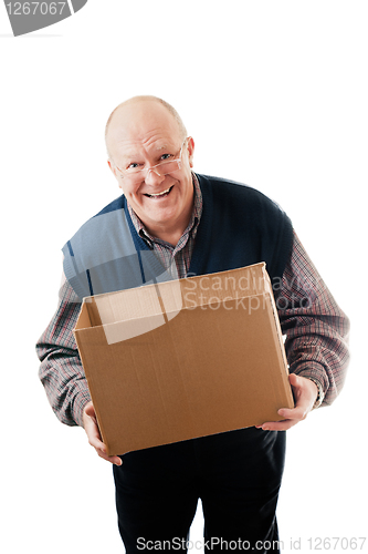 Image of Man holding cardboard box