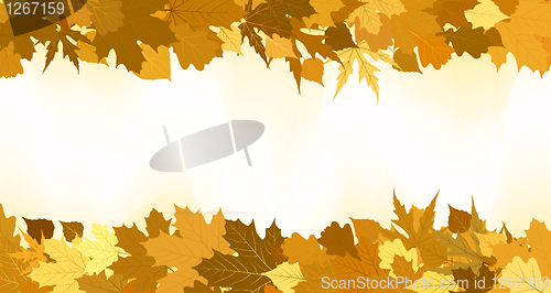Image of Golden autumn border made from leaves. EPS 8