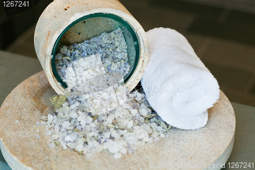 Image of towel and bath salt