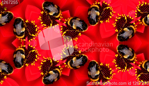 Image of Seamless Pattern Of A Bee On A Flower