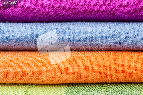 Image of Stack of colorful cotton cloth