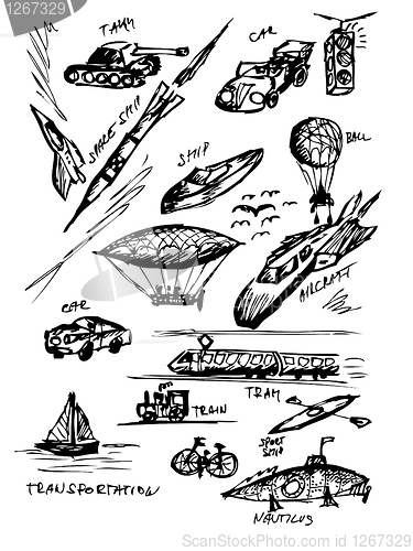 Image of hand drawn transportation icons