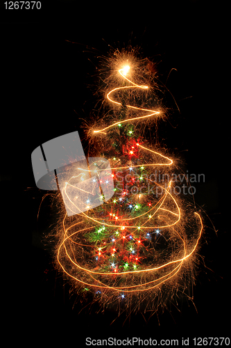 Image of christmas tree from the sparklers