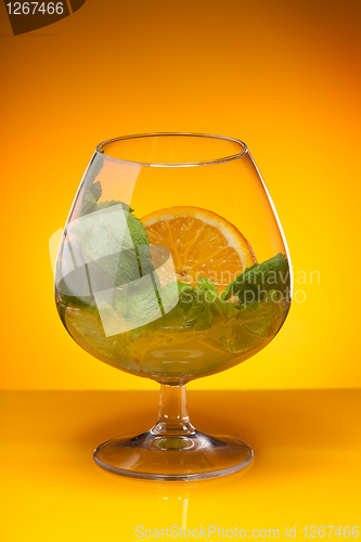 Image of Glass with mint and orange drink