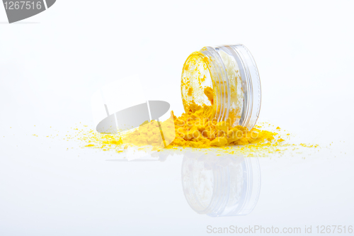 Image of spilled yellow makeup powder