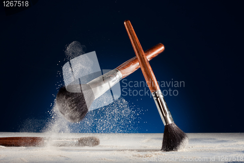 Image of Creative shoot of makeup brushes
