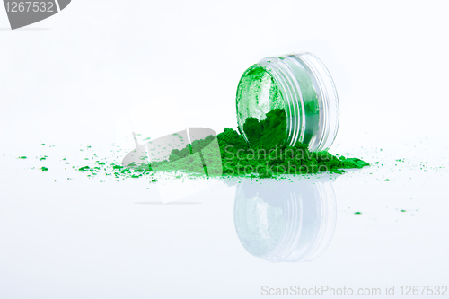 Image of spilled green makeup powder