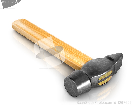 Image of Classic hammer, in perpective, isolated