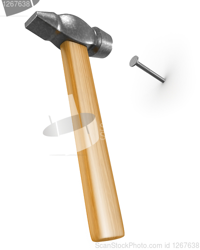 Image of Shiny new hammer hitting nail
