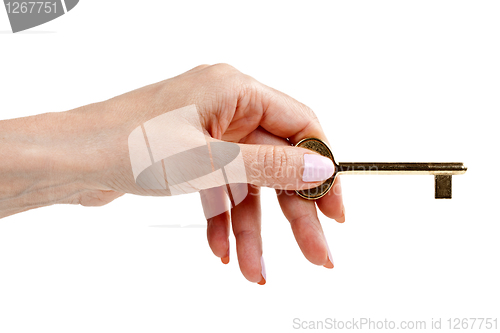 Image of woman's hand with a key