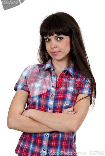 Image of portrait of a girl in a red checked shirt 