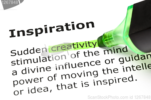 Image of 'Creativity' highlighted, under 'Inspiration' 