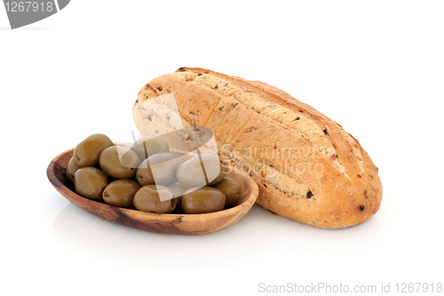 Image of Olive Bread and Green Olives