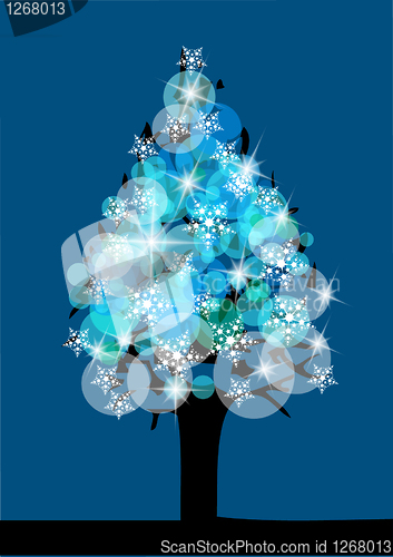 Image of christmas tree with the snow