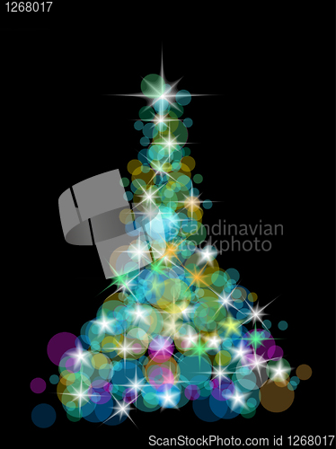 Image of christmas tree from the color lights 