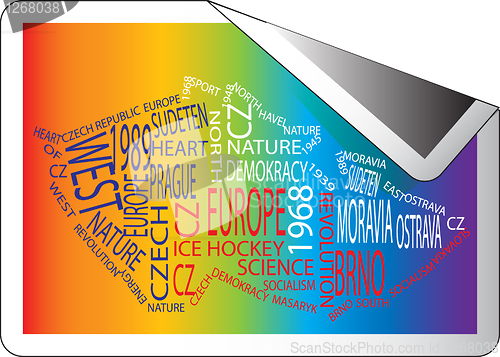 Image of map of czech republic in rainbow colors