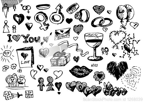 Image of love and valentine icons 