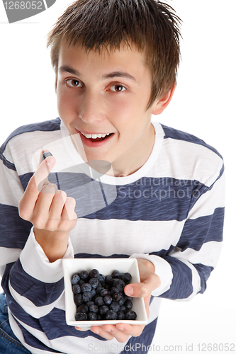 Image of Healthy life - eating blueberries