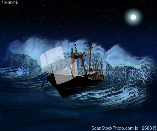 Image of Sinking Ship at night