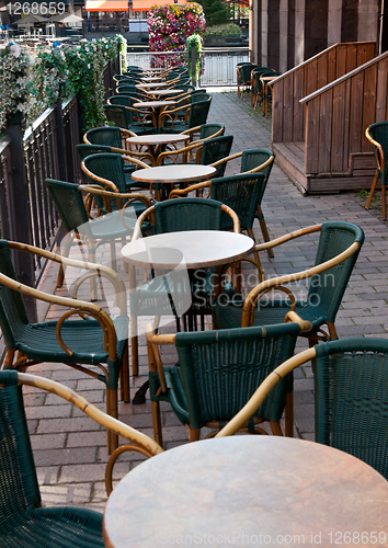 Image of empty restaurant on a street