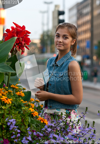 Image of portrait of a girl in a denim