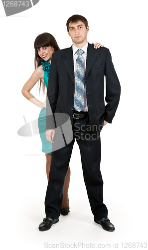 Image of beautiful girl looking out for businessman