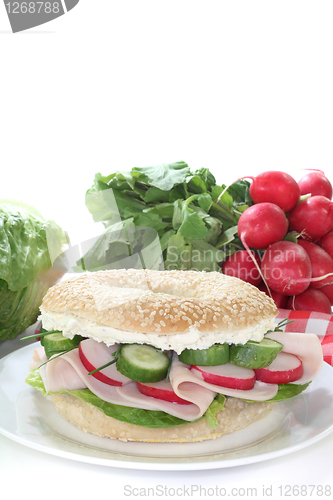 Image of Bagel with turkey breast