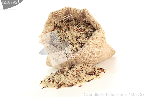 Image of colorful rice in sack