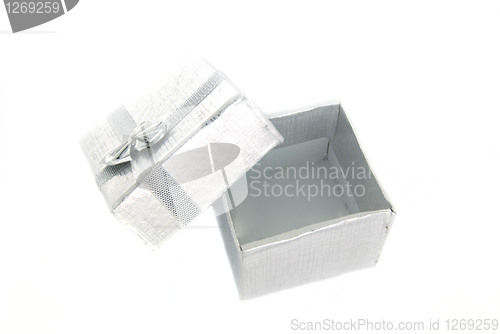 Image of Open gift box over white