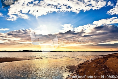 Image of Sunset on the Tejo river.