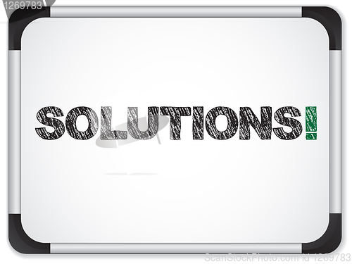 Image of Whiteboard with Solutions Message written in Black