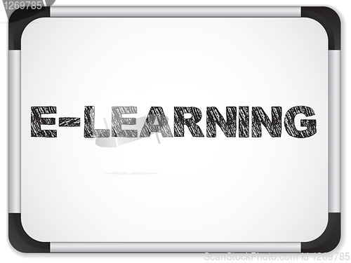 Image of Whiteboard with E-learning Message written in Black