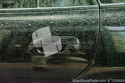 Image of Water drops on car lateral side