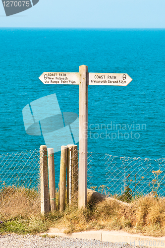 Image of Sign for part of the South West Coast path in Cornwall, UK