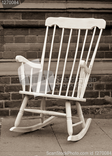 Image of Lovely monochrome image of a white rocking chair