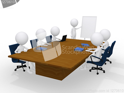 Image of Group of 3d persons on the meeting isolated on white 