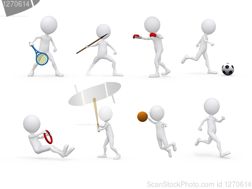 Image of sports figure icon character set in different positions 