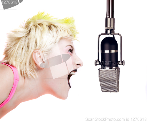 Image of Punk Girl Shouting at the Microphone