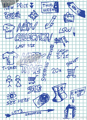 Image of hand drawn sales icons 